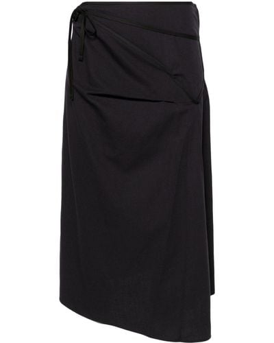 Lemaire Asymmetric Tied Midi Skirt - Black