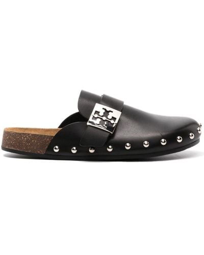 Tory Burch Mellow Studded Leather Slippers - Black