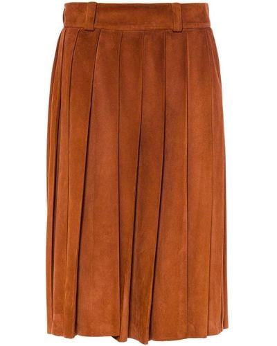 Miu Miu Pleated A-line Skirt - Orange