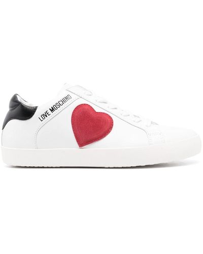 Love Moschino Heart-appliqué Leather Trainers - Pink