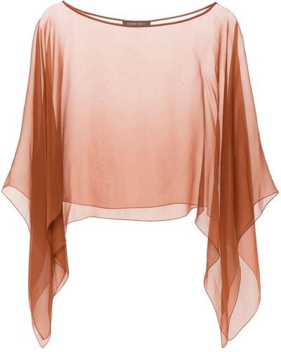 Alberta Ferretti Silk Cape-design Blouse - Roze