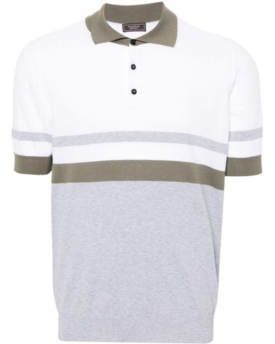 Peserico Striped Cotton Polo Shirt - White