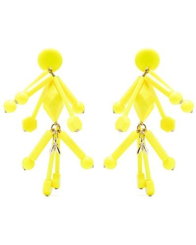 Patrizia Pepe Bead-embellished Clip-on Earrings - Yellow