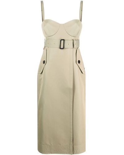 Sacai Belted Bustier Midi Dress - Natural