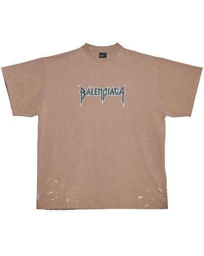 Balenciaga メタリック ロゴ Tシャツ - グレー