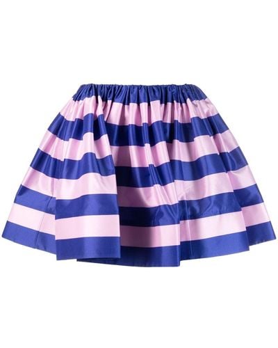Zimmermann Striped Silk Mini Skirt - Blue