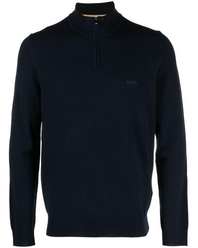 BOSS ロゴ セーター - ブルー