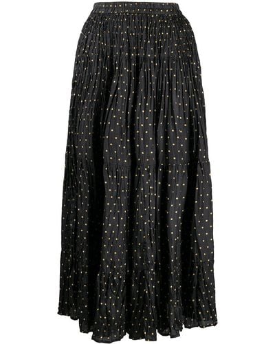 Mes Demoiselles Polka Dot Print Creased Skirt - Black