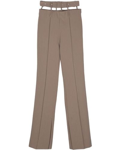 ROKH Belt-detail Straight Trousers - Brown