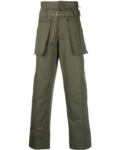 Bluemarble Pantalones anchos con cintura paperbag - Verde