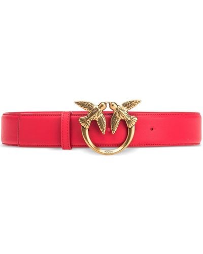 Pinko Love Berry Leather Belt - Red