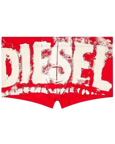DIESEL Umbx-Damien Shorts mit Logo-Print - Rot