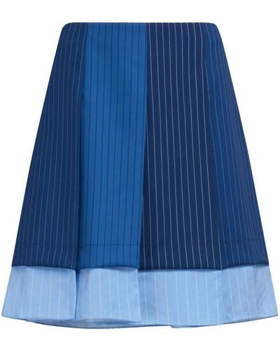 Marni Pinstripe-pattern Virgin-wool Miniskirt - Blue