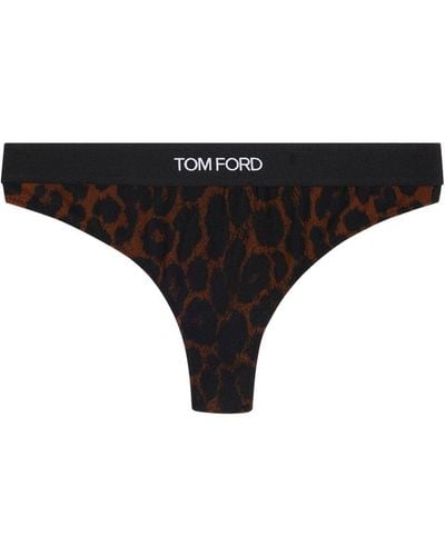 Tom Ford Bragas con estampado de leopardo - Negro