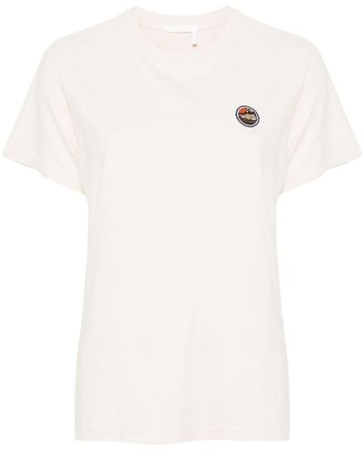 Chloé Camiseta con parche del logo - Blanco