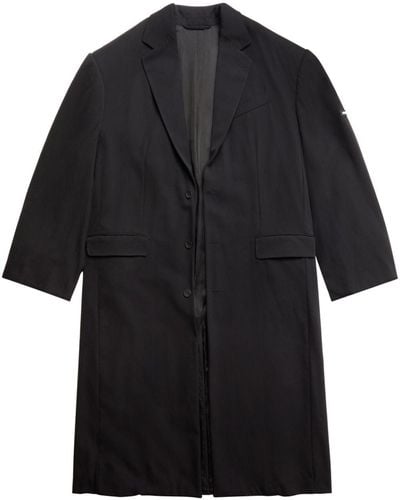 Balenciaga Oversized Long-sleeve Wool Coat - Black