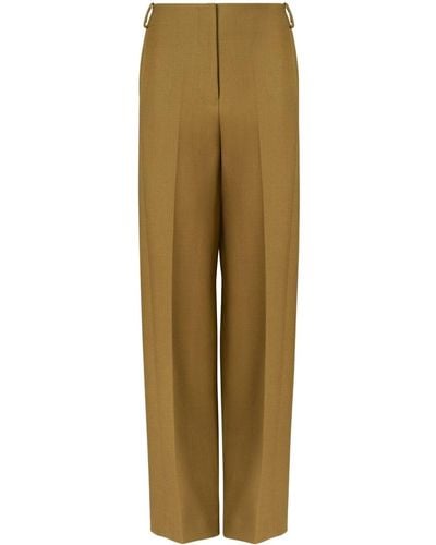 Tory Burch Pressed-crease Wool-blend Tailored Trousers - Natural