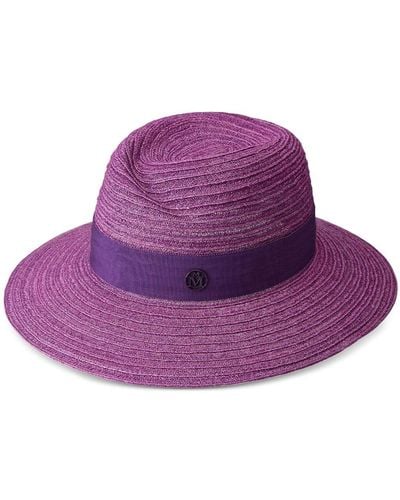 Maison Michel Virginie Straw Fedora Hat - Purple
