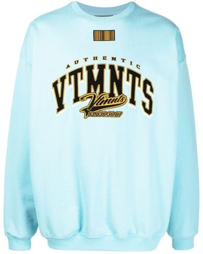 VTMNTS Logo-print Crew Neck Sweatshirt - Blue