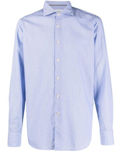Tintoria Mattei 954 Spread-collar Cotton Shirt - Blue