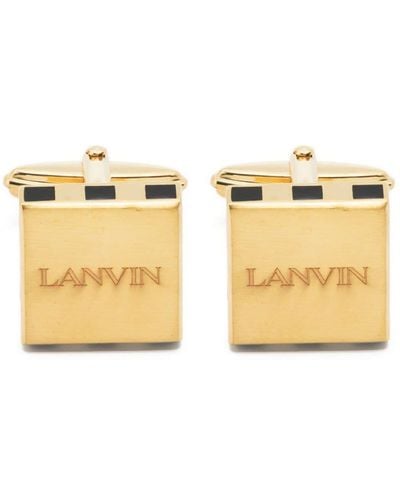 Lanvin Logo-engraved Gold-plated Cufflinks - Natural