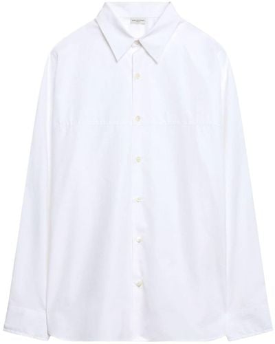 Dries Van Noten Straight-collar Cotton Shirt - White
