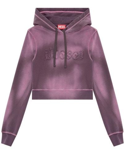 DIESEL F-slimmy Embroidered Logo Hoodie - Purple