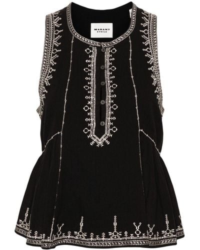 Isabel Marant Pagos Embroidered Blouse - Black