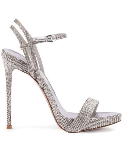 Le Silla Gwen Rhinestone-embellished Leather Sandals - Metallic