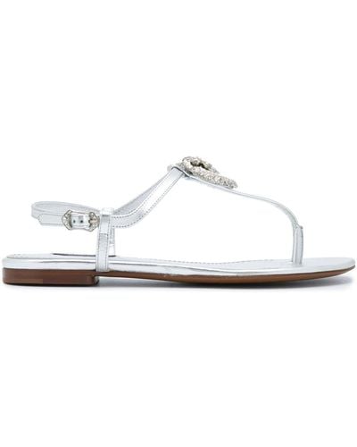 Dolce & Gabbana Devotion Leather Thong Sandals - Metallic