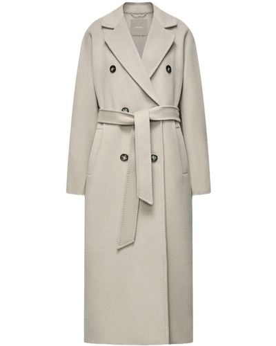 12 STOREEZ Belted Double-breasted Maxi Coat - Natural
