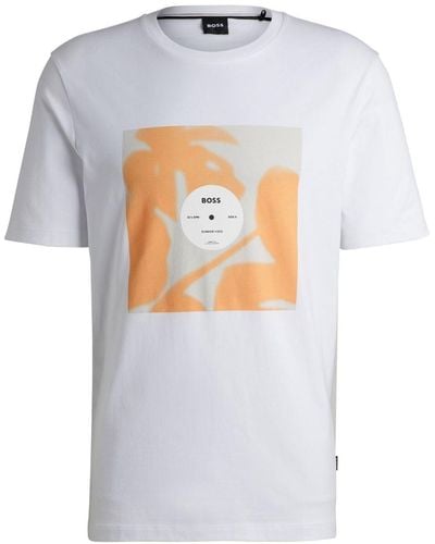 BOSS Graphic-print Cotton T-shirt - Grey