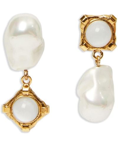 Erdem Pearl And Stone Drop Earrings - White