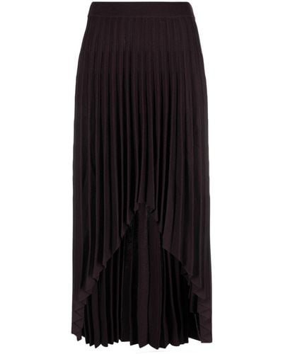 Mrz Asymmetric-hem Pleated Skirt - Black