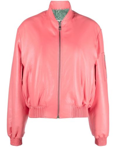 Liska Shearling-lined Leather Bomber Jacket - Pink