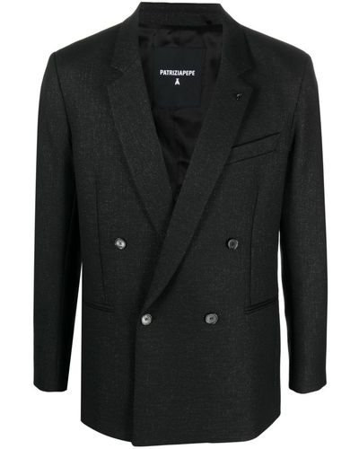 Patrizia Pepe Blazer doppiopetto con effetto mélange - Nero