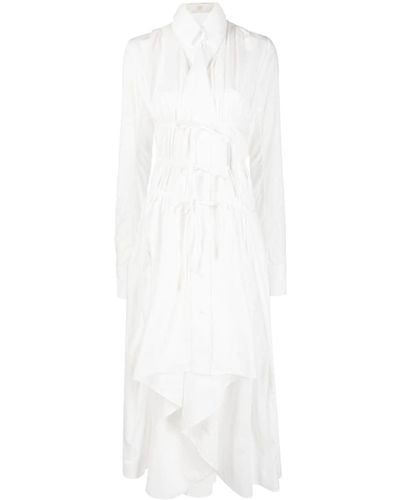 Marc Le Bihan Long-sleeved Flared Shirt Dress - White