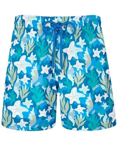 Vilebrequin Mahina Seaweed-print Swim Shorts - Blue