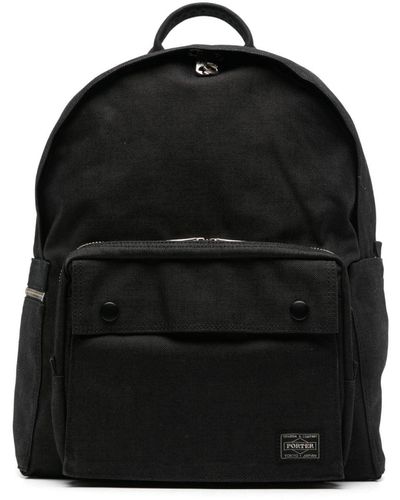 Porter-Yoshida and Co Smoky Logo-patch Backpack - Black