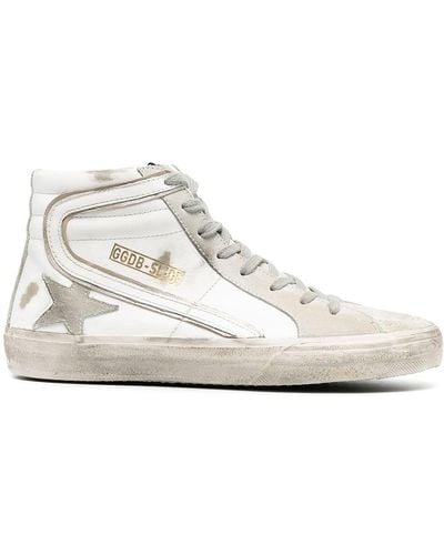 Golden Goose Sneakers Slide blancas con ribete y estrella beis - Blanco