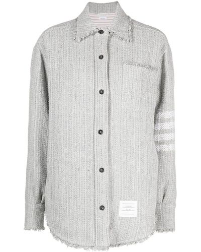 Thom Browne 4-bar Stripe Oversized Shirt Jacket - Grey