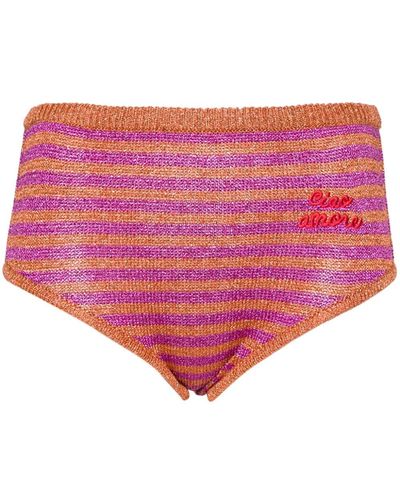 Giada Benincasa Striped Knitted Mini Shorts - Pink