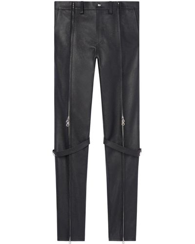 Courreges Zip-detailing Leather Pants - Gray