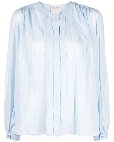 Forte Forte Gathered Cotton-blend Blouse - Blue