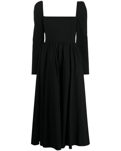 Reformation Midi-jurk Met Vierkante Hals - Zwart