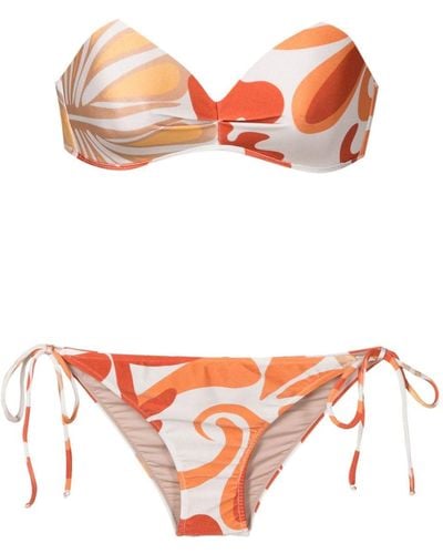 Adriana Degreas Swirl-print Strapless Bikini - Pink