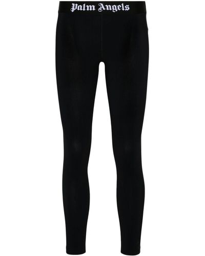 Palm Angels Cropped Print Leggings - Black