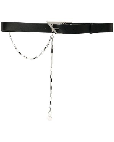 The Attico Cintura in pelle nera con fibbia logo - Nero
