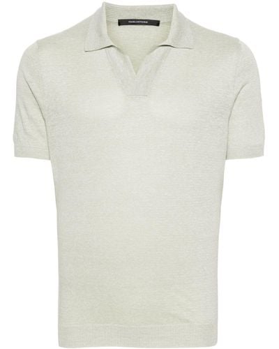 Tagliatore Mélange-effect Polo Shirt - White