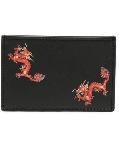 Paul Smith Dragon-print Leather Card Holder - White